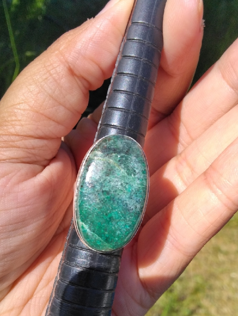 Amazing Chrysocolla Silver Plated Gemstone Ring - Picture 2 of 4
